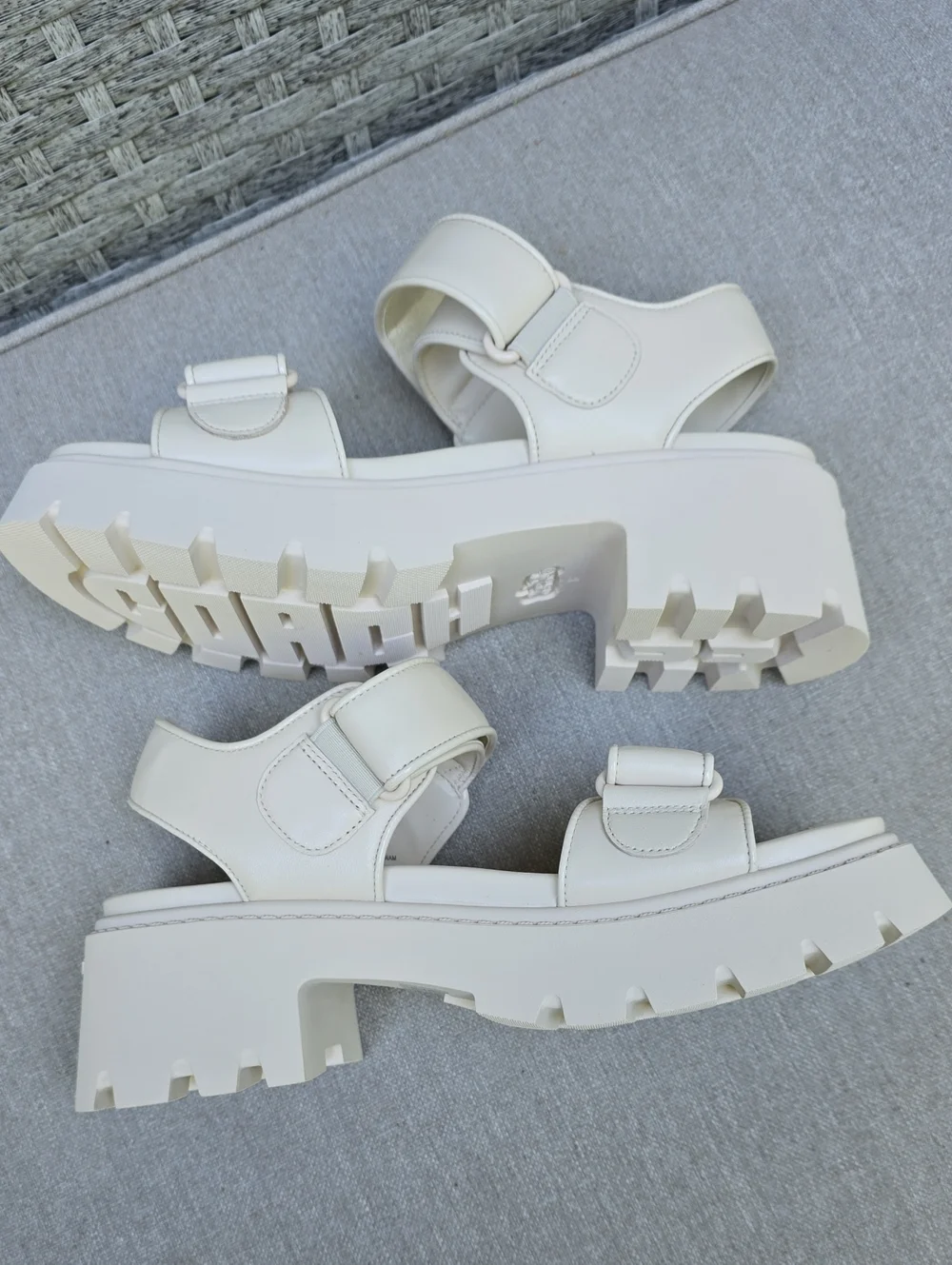 COACH Platform Chunky Sandals in Cream